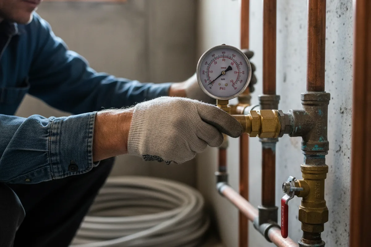 Pressure testing a repaired line during Water Line Repair in Pope Army Airfield